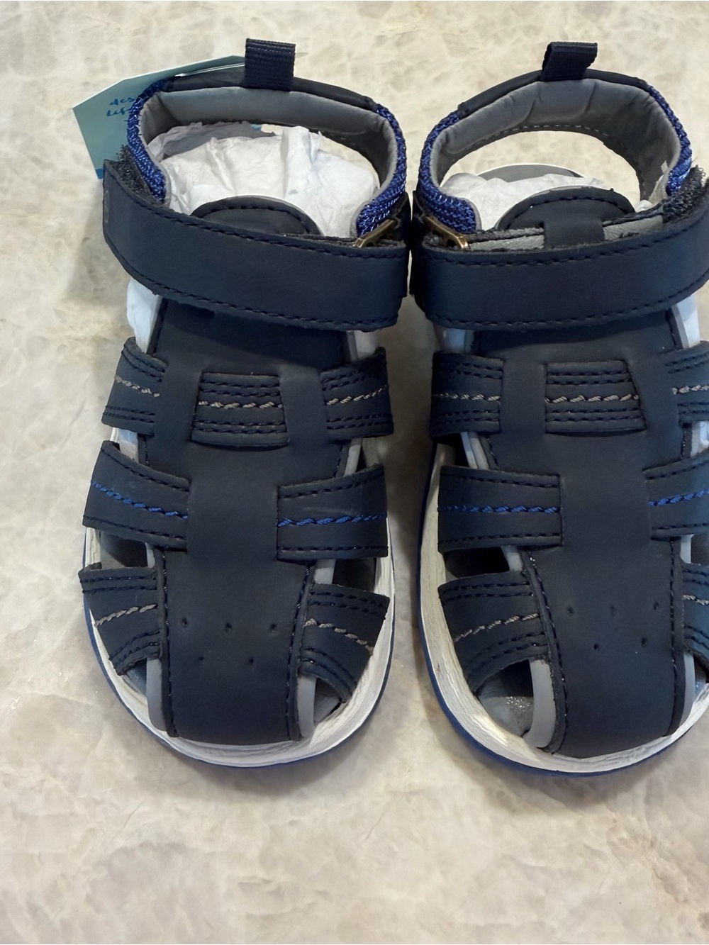 Stride Rite Boys Little Kid Navy Blue Closed-Toe Paddy Sandals Size 7